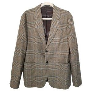 ZARA Mens 38 Brown Houndstooth Long Sleeves 2-Butt